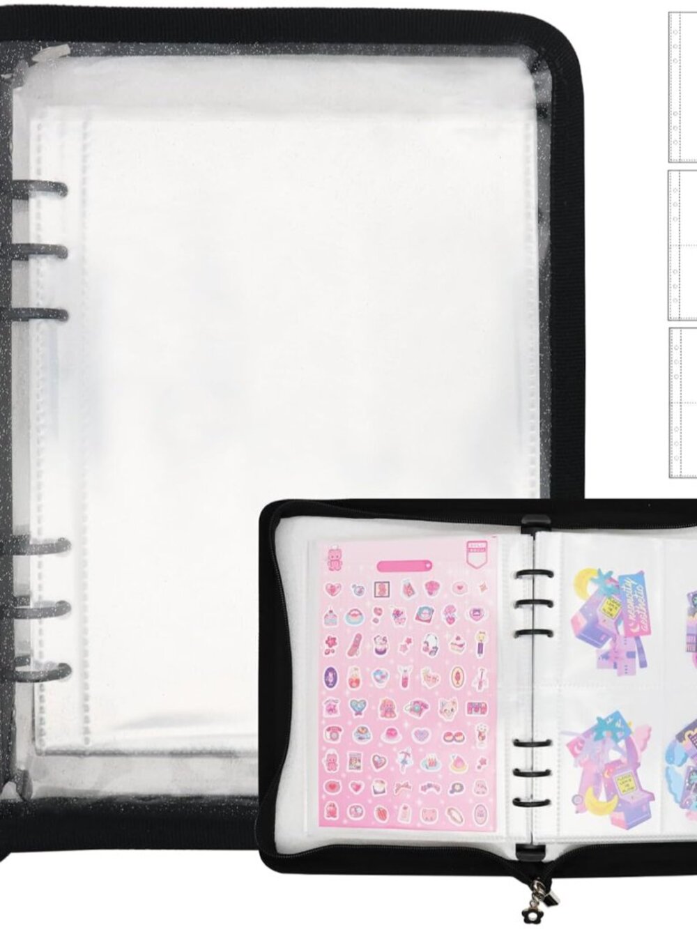 A5 Sticker Storage Organizer Binder Collecting Book Album, Black